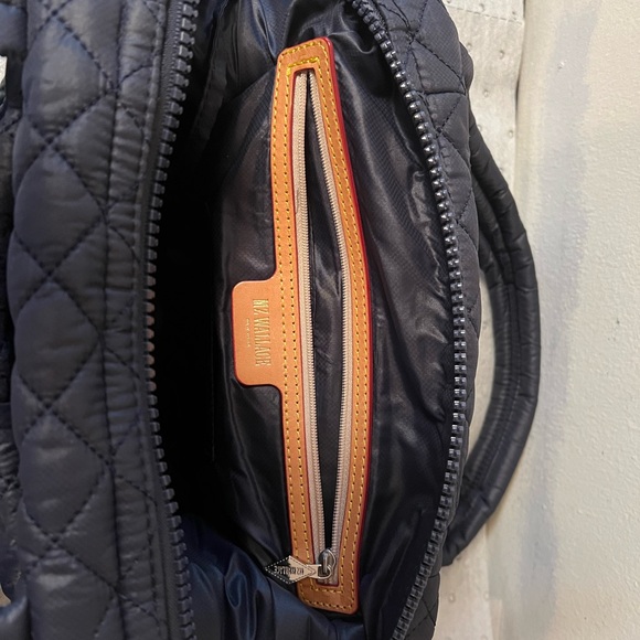 MZ Wallace Quilted Crossbody Bag - Navy with beautiful tan leather accents - Picture 3 of 10